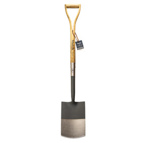 Mulch Garden Digging Spade, Strengthened High Carbon Steel Shaft, Hand Stained Straight Grained Ash Handle, Graphite Grey