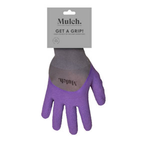 Mulch. Get A Grip Lavender Gardening Gloves, 100% Polyester, Textured Surface for Extra Grip, Medium Size 8, 1 Pair