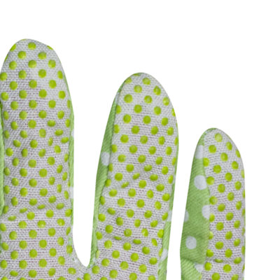 Mulch. Polka Dot Gardening Gloves Triple Pack Cotton Pastel Colours Dotty Grip Palm - Medium Size 8 - 4