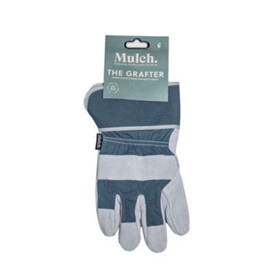 Mulch. The Grafter Gardening Gloves - Suede Fingertips and Palm - Extended Elasticated Cuff - Large Size 9 - 1 Pair
