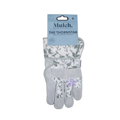 Mulch. The Thornstar Gardening Gloves - Suede Fingertips and Palm - Extended Cuff - Medium Size 8 - 1 Pair