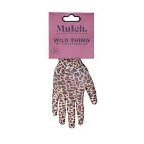 Mulch. The Wild Thing Leopard Print Gardening Gloves, 100% Polyester, Water Resistant Nitrile Palm, Medium Size 8, 1 Pair