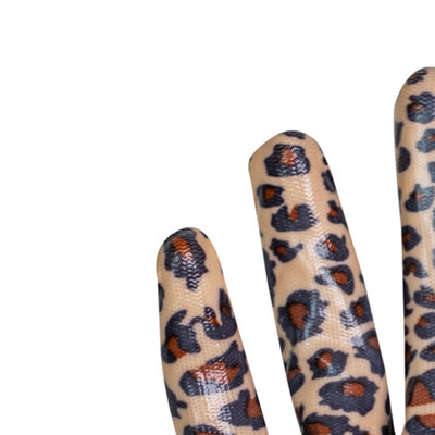 Mulch. The Wild Thing Leopard Print Gardening Gloves - 100% Polyester - Water Resistant Nitrile Palm - Medium Size 8 - 1 Pair