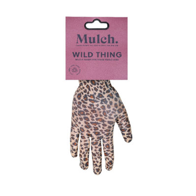 Mulch. The Wild Thing Leopard Print Gardening Gloves - 100% Polyester - Water Resistant Nitrile Palm - Medium Size 8 - 1 Pair - 3