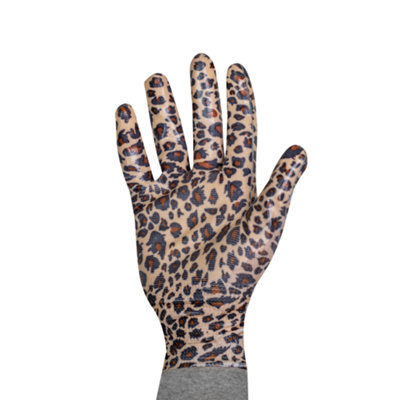 Mulch. The Wild Thing Leopard Print Gardening Gloves - 100% Polyester - Water Resistant Nitrile Palm - Medium Size 8 - 1 Pair - 5