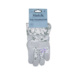 Mulch. Thornstar Gardening Gloves, Suede Fingertips and Palm, Extended Cuff, Medium Size 8, 1 Pair