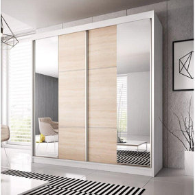 Multi 36 - Modern Graphite and Oak Sonoma Mirrored Sliding Door Wardrobe  (H)2180mm (W)2330mm (D)610mm