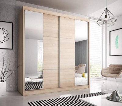 Multi 36 - Oak Sonoma Sliding Door Wardrobe with Spacious Storage (H)2180mm (W)2330mm (D)610mm