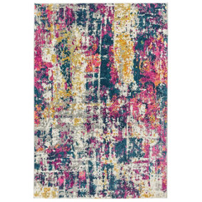 Multi Abstract Funky Modern Easy to clean Rug for Dining Room-200cm X 290cm