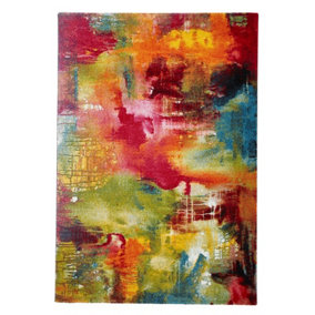 Multi Abstract Modern Easy to Clean Rug for Living Room Bedroom and Dining Room-120cm X 170cm
