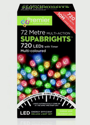 Multi Action Supabrights Christmas Timer Fairy Lights 720 Leds