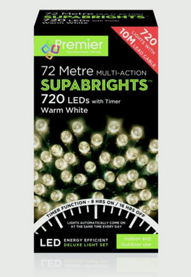 Multi Action Supabrights Christmas Timer Fairy Lights - 720 Leds - Warm White
