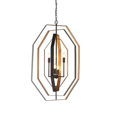 Multi Arm Geometric Ceiling Chandelier - Aged Bronze & Antique Gold Pendant