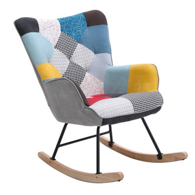 Multi-Color Rocking Occasional Lounge Bedroom Rocker Chair Upholstered Rocking Chair Padded Seat 95cm(H)