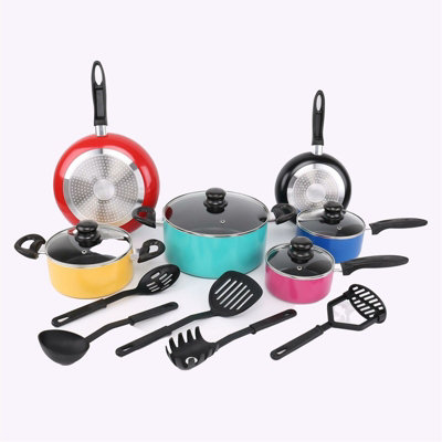 Just Perfecto 14-Pieces Nonstick Granite Pots and Pans Cookware Set wi