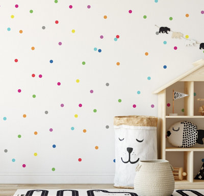 Multi Colour Round Polka Dot Spot Wall Stickers Decals DIY at B&Q