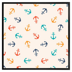 Multi coloured anchors (Picutre Frame) / 20x20" / Oak