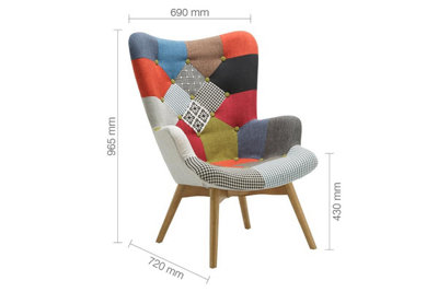 Multi Coloured Armchair Birlea Sloane Easy Fireside Chair Scandinavian Patchwork