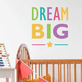 Multi coloured Dream Big quote wall sticker