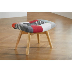 Multi Coloured Footstool Birlea Sloane Stool Chair Retro Patchwork Fabric