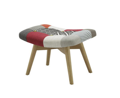 Multi Coloured Footstool Birlea Sloane Stool Chair Retro Patchwork Fabric