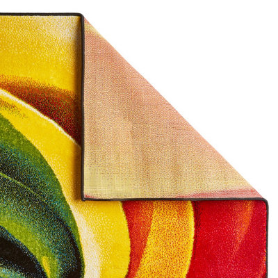 Multi-coloured Funky Modern Easy to Clean Absatrct Rug For Dining Room ...