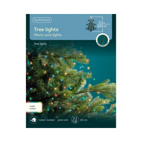 Multi Coloured Micro LED 7ft Christmas Tree Lights Green Wire 672 LED