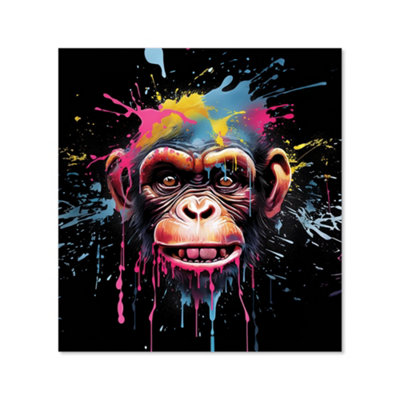 Multi Coloured Monkey Face Splashart Premium Glass Kitchen Splashback ...