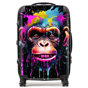 Multi Coloured Monkey Face Splashart Suitcase - Medium