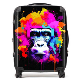 Multi Coloured Monkey Face Suitcase - Large