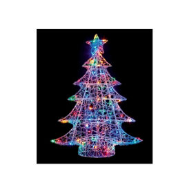 Multi Coloured Soft Acrylic LED Christmas Tree Light Up Garden Decoration 1M