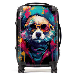 Multi Coloured Splashart Dog Suitcase - Cabin