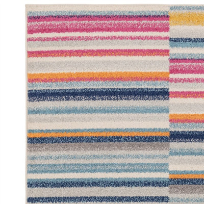 Multi-Coloured Stripe Funky Modern Easy to Clean Optical/ (3D) Rug For ...