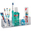 Multi-Compartment Bathroom Organiser - 8 Section Transparent Plastic Caddy Holder for Cosmetics, Toiletries, Toothbrushes