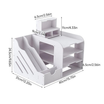 Multi-Compartment Desktop File Organizer A4 Paper Storage Tray Office ...