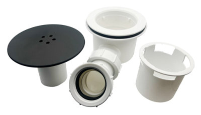 Multi-Fit Black Shower Trap - 90mm Easy Clean Enclosure Tray Waste 