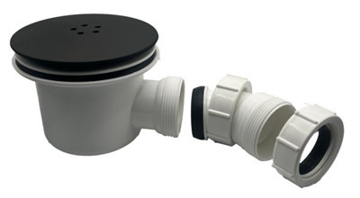 Multi-Fit Black Shower Trap - 90mm Easy Clean Enclosure Tray Waste Trap - Shower Drain Cover Replacement. FREE DELIVERY - 6