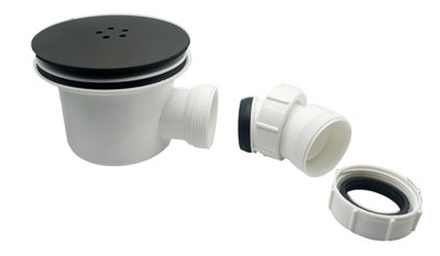 Multi-Fit Black Shower Trap - 90mm Easy Clean Enclosure Tray Waste Trap - Shower Drain Cover Replacement. FREE DELIVERY - 7