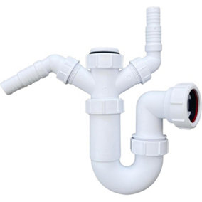 Multi-Fit Sink Swivel P Trap with Twin 135 Degree Nozzles 40mm (1.1/2") with 75mm Water Seal, BS EN 247-1:2002. FREE DELIVERY