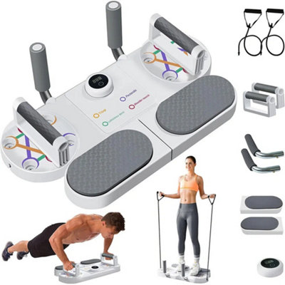 Multi Function Push Up Board Core Trainer With Resistance Bands Timer