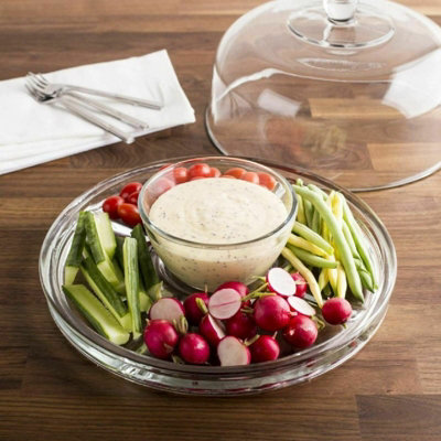 Multi Functional 6in1 Clear Cake Stand Dome Platter Dip Server Punch Salad Bowl - 4