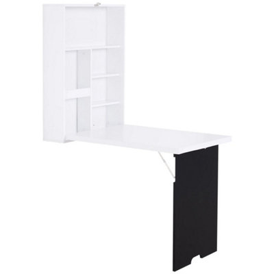 Multi-Functional Folding Wall-Mounted Drop-Leaf Table w/Chalkboard Shelf