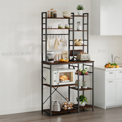 Multi-Functional Kitchen Storage Rack with 2 Power Outlets and USB Ports, 91.5cm(W) x 37cm(D) x 183cm(H)