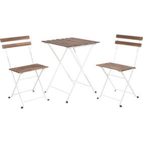 Multi Functional White Metal & Wood Bistro Garden Table & Chairs Set