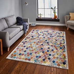 Multi Funky Easy to Clean Abstract Rug For Dining Room -120cm X 170cm