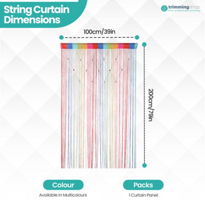 Multi Glitter Beaded String Polyester Curtain, Fly Screen Room Divider ...