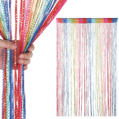 Multi Glitter String Polyester Curtains, Fly Screen Fringe Panel ...