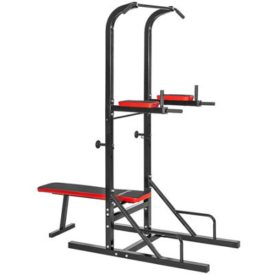 Multi Gym Reeves - bench press, pull-up bar, dip & leg raise station  -  black