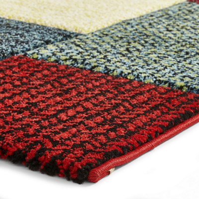 Multi Handmade Modern Easy to Clean Geometric Rug For Dining Room-120cm ...