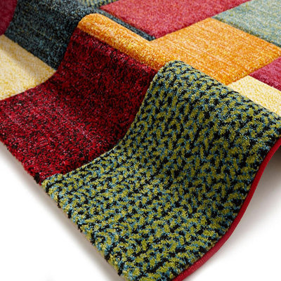 Multi Handmade Modern Easy to Clean Geometric Rug For Dining Room-120cm ...